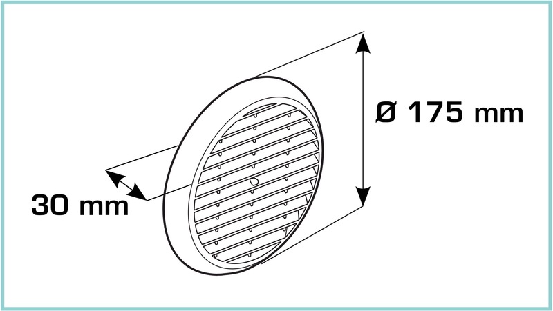 Schema griglia Ø175 con imbocco circolare per tubi Ø160