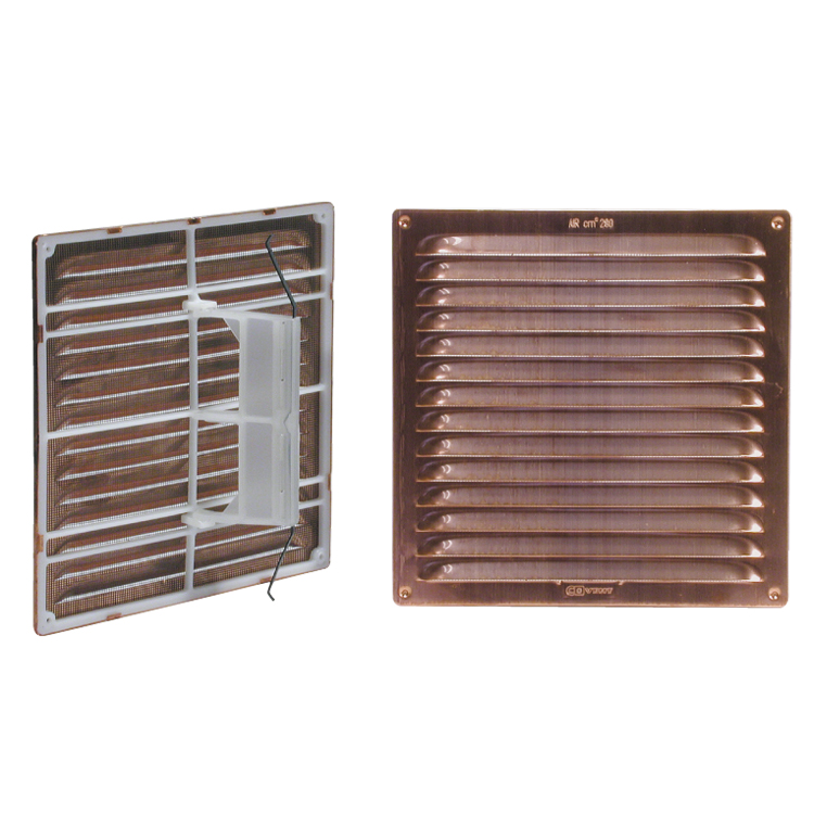Copper square metal grate with springs and mesh 230x230 mm Copper square metal grate with springs and mesh 230x230 mm