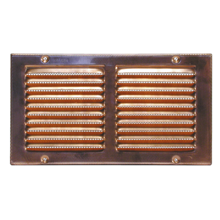 Copper rectangular metal grate for screw fixing with mesh 140x250 mm