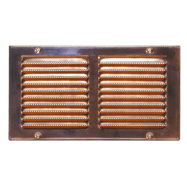 Copper rectangular metal grate for screw fixing with mesh 140x360 mm Copper rectangular metal grate for screw fixing with mesh 140x360 mm